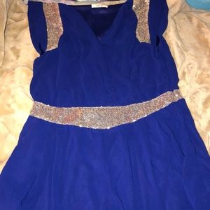 Cute Blue Romper with Gold Sequins